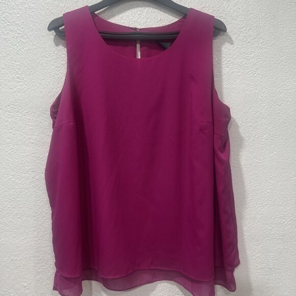 Lauren Ralph Lauren Tiered/Layered Blouse in Pink Hibiscus sheer Sz: 2X Office - Picture 1 of 11